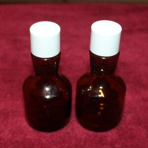 Vintage Vitamin Bottles - 1oz Sample, Brown Glass - Set of 2